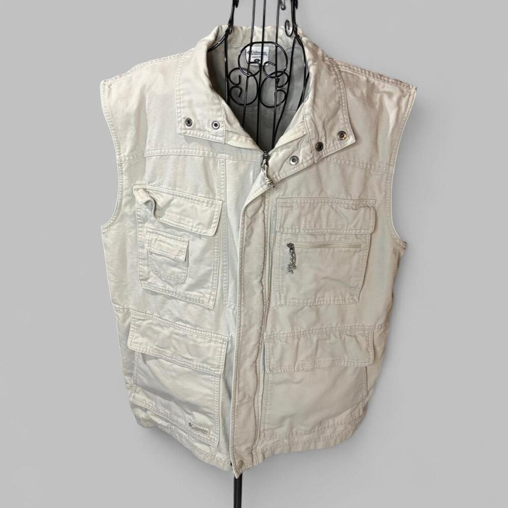 Columbia Sportswear Men's XL Utility Fishing Vest - Tan Canvas - Multi-Pocket